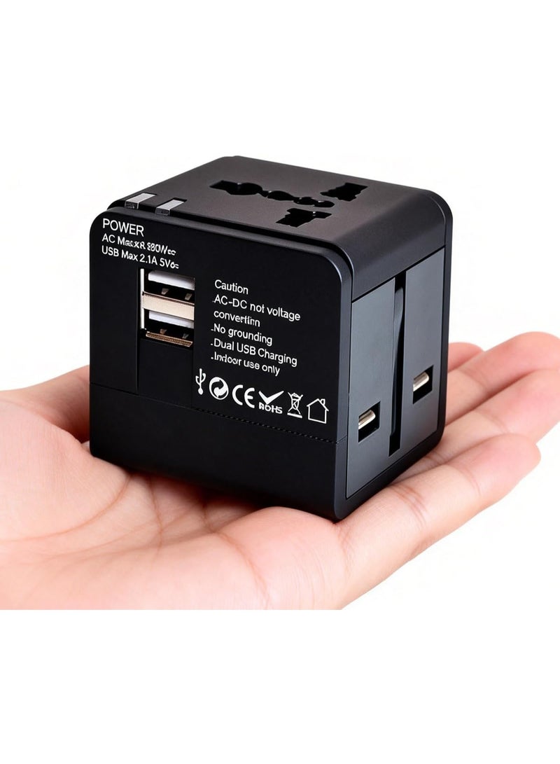 محول السفر العالمي ، شاحن سريع PD رقيق جداً ، محول طاقة دولي 5 منفذ (1 AC ، 2 USB-A ، 2 USB-C) ، محول التوصيل العالمي للاتحاد الأوروبي / المملكة المتحدة / الاتحاد الأفريقي / آسيا ، أساسيات السفر لأكثر من 150 دولة - Image 1