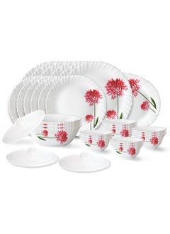 LARAH BY BOROSIL Larah by Borosil Belle Fluted Series Opalware Dinner Set | 31 Pieces for Family of 6 | Microwave & Dishwasher Safe | Bone-Ash Free | Crockery Set for Dining & Gifting | Plates & Bowls | White  - Image 1