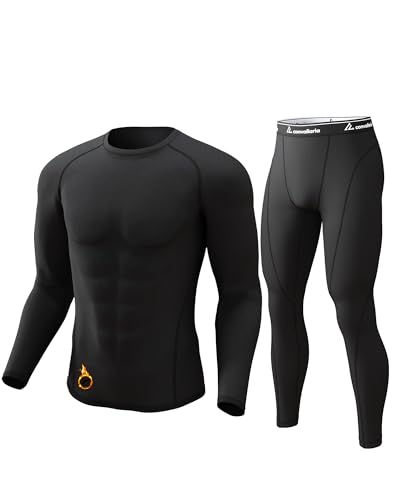 CL convallaria Mens Thermal Underwear Set Long Johns for Men Winter Hunting Gear Sport Base Layer Top and Bottom Midweight Black M Medium - Image 1