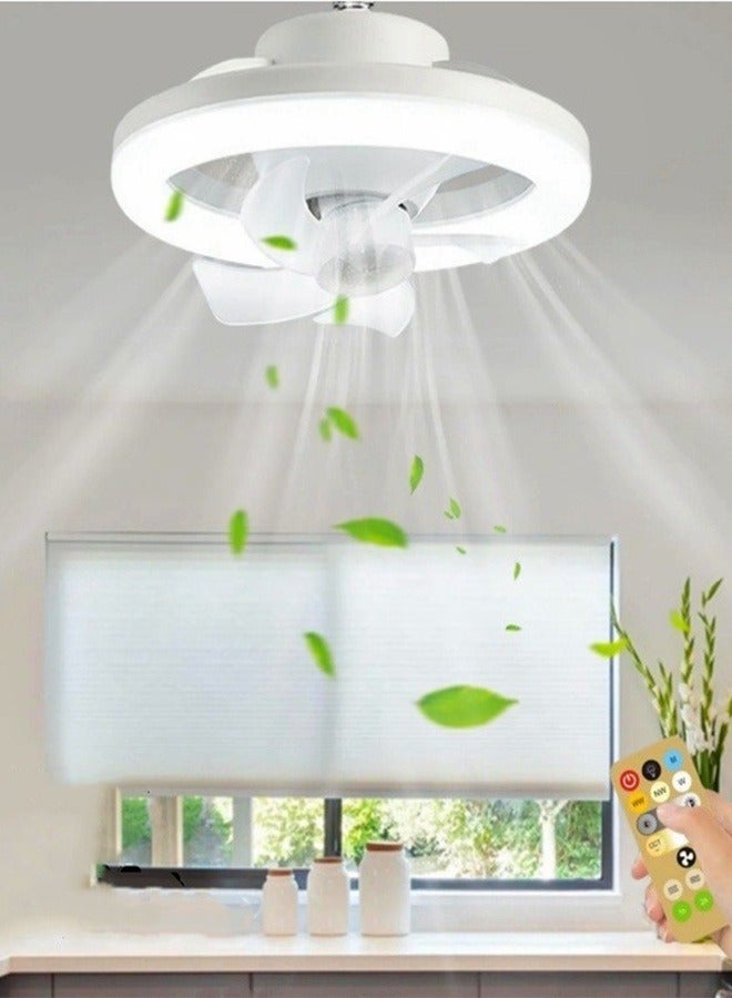 Loquat E27 Ceiling Fan With Led Light Remote Control 360 ° Rotation Modern Led Ceiling Fan With Remote Control Socket Fan Light For Kitchen Bathroom Bedroom Home Office - Image 3