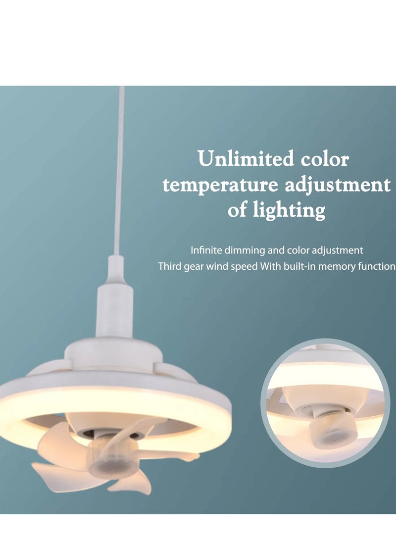 Loquat E27 Ceiling Fan With Led Light Remote Control 360 ° Rotation Modern Led Ceiling Fan With Remote Control Socket Fan Light For Kitchen Bathroom Bedroom Home Office - Image 5