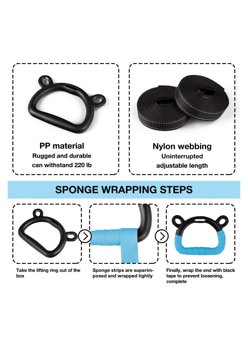 Generic - Adjustable Gymnastic Rings for Kids - Indoor Exercise Pull-Up Rings with Straps, No Bar Needed, Supports Up to 220lbs, Perfect for Home Workouts. - Image 1
