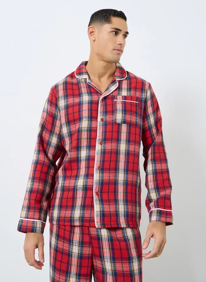 ستايلي طقم بيجاما من بنطال وقميص فلانيل بطبعة مربعات