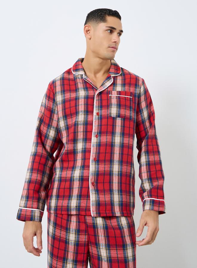 ستايلي طقم بيجاما من بنطال وقميص فلانيل بطبعة مربعات - Image 2