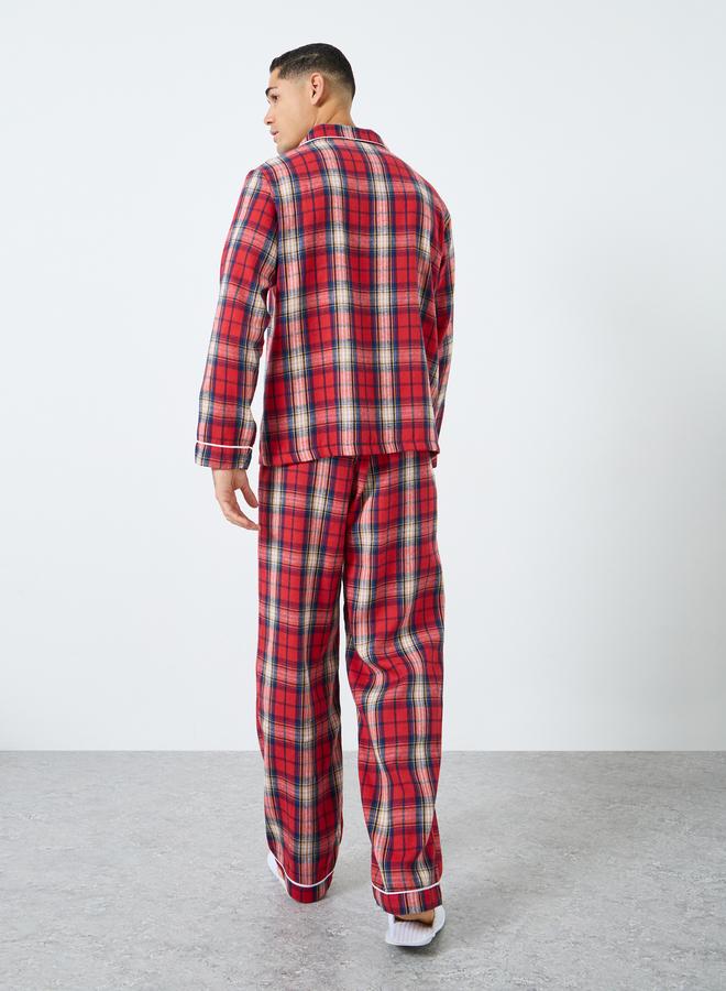 ستايلي طقم بيجاما من بنطال وقميص فلانيل بطبعة مربعات - Image 5