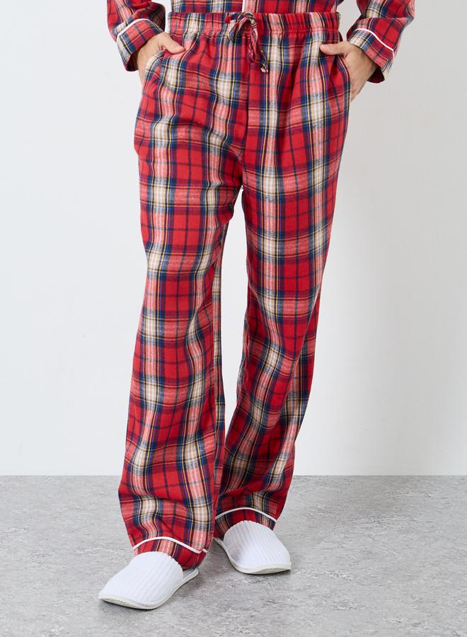 ستايلي طقم بيجاما من بنطال وقميص فلانيل بطبعة مربعات - Image 4