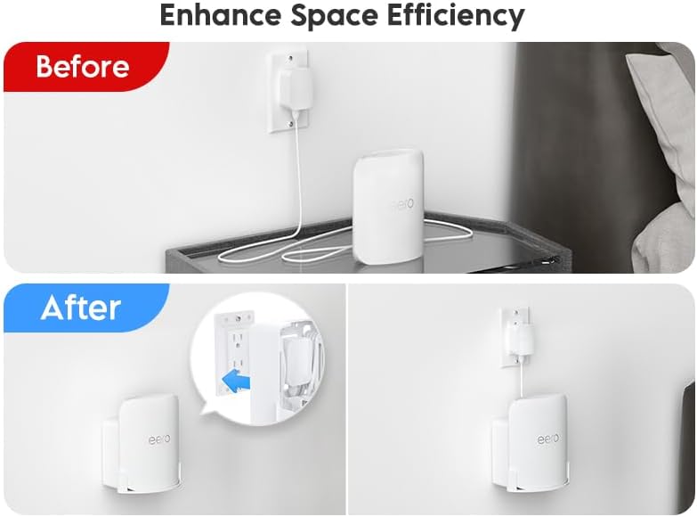 XLTTYWL مجموعة تركيب XLTTYWL® ثنائية الاستخدام للحائط والمقبس لموجه eero Pro 7 WiFi 7 | تناسب موجه eero Pro 7 ثلاثي النطاق Mesh Wi-Fi 7، إدارة كابلات مخفية، بلاستيك ABS متين، تصميم موفر للمساحة، أبيض، 3 قطع - Image 3