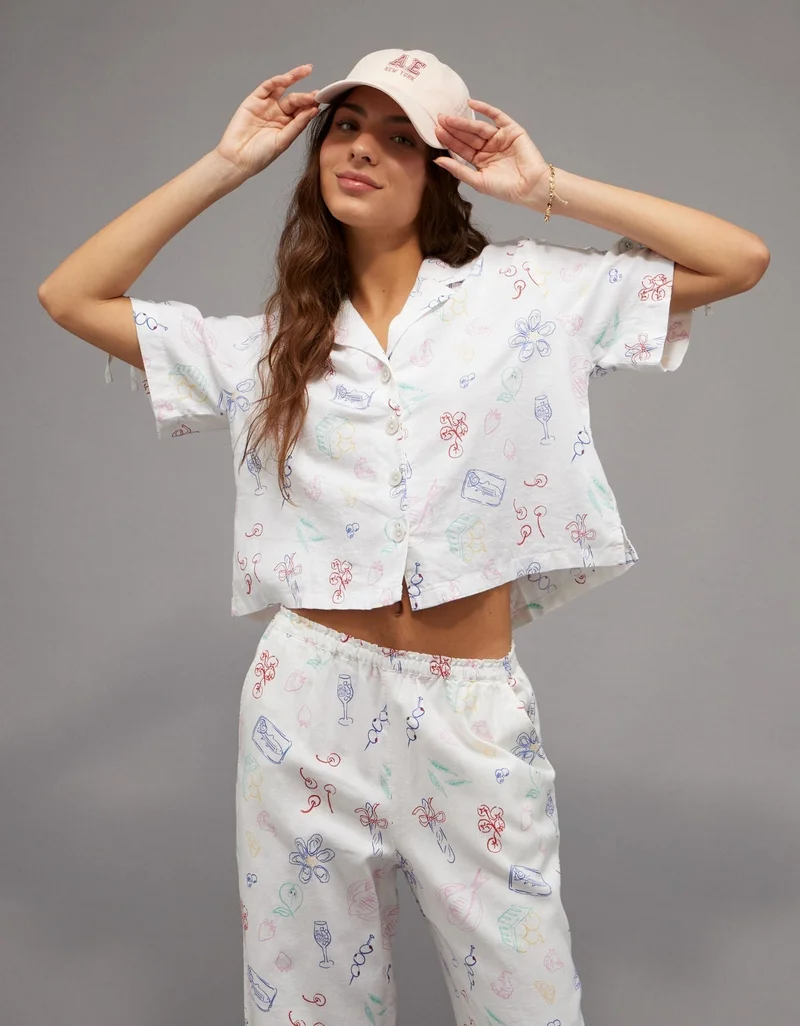 American Eagle AE Linen-Blend Button-Up Shirt