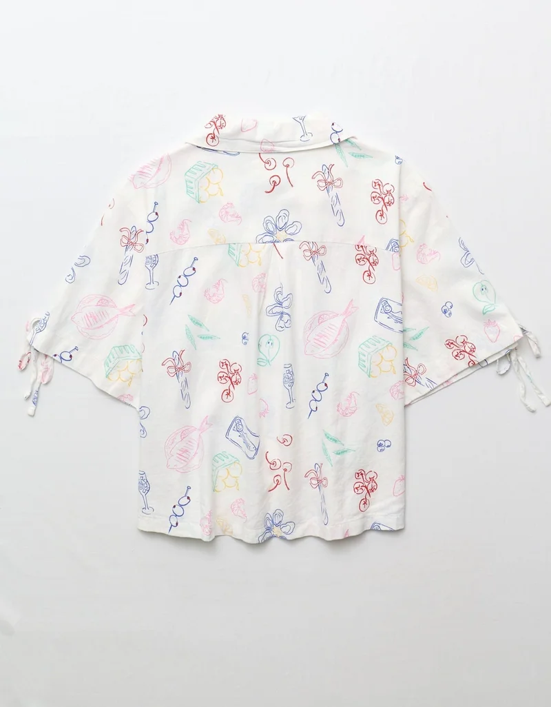 American Eagle  AE Linen-Blend Button-Up Shirt for Women | Best Price UAE
