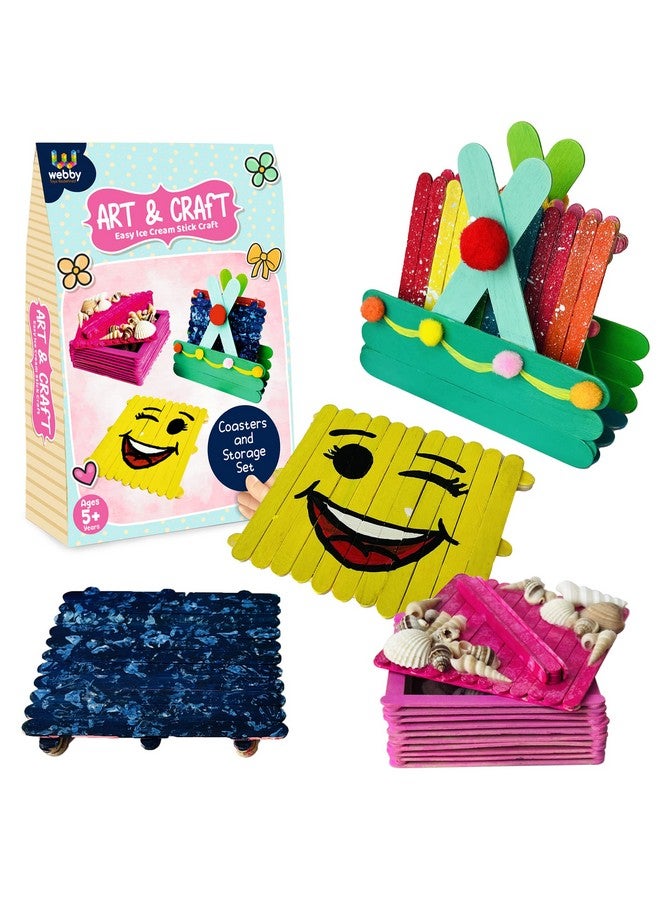 Webby DIY Art and Craft Wooden Coaster & Storage Box Build and Paint Activity Kit, Birthday Return Gift for Kids, Boys & Girls Toy - Image 1