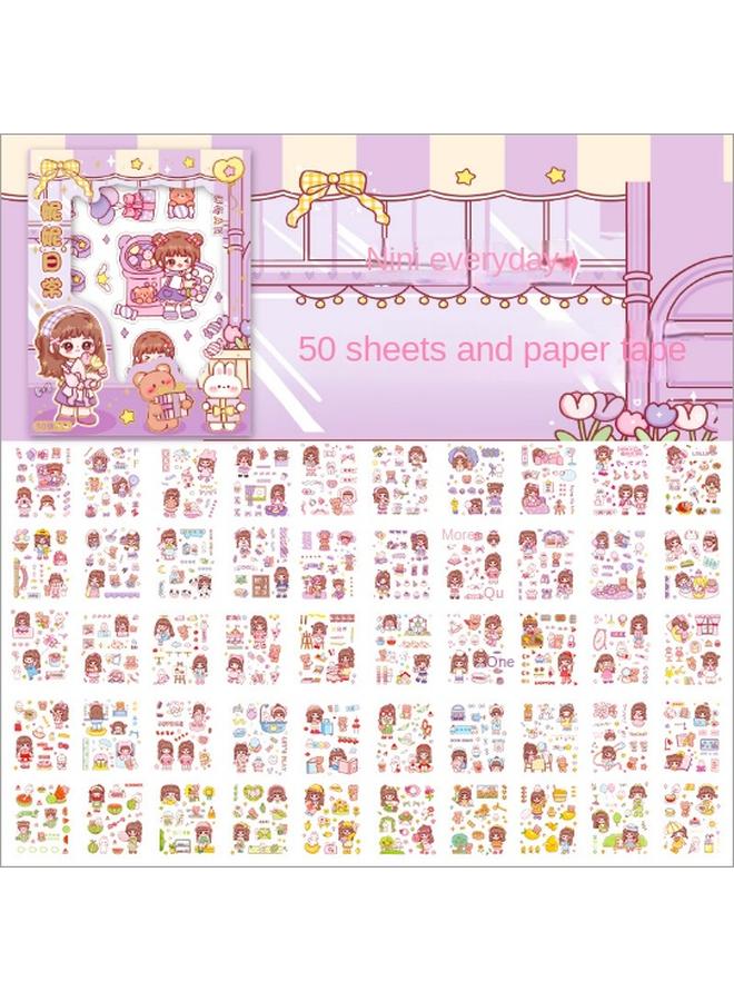 Bluejw Hand Account Sticker Girl Children's Hand Account Sticker Transparent Sticker Suit Cartoon Water Cup Sticker Cute Internet Celebrous Cane - Image 1