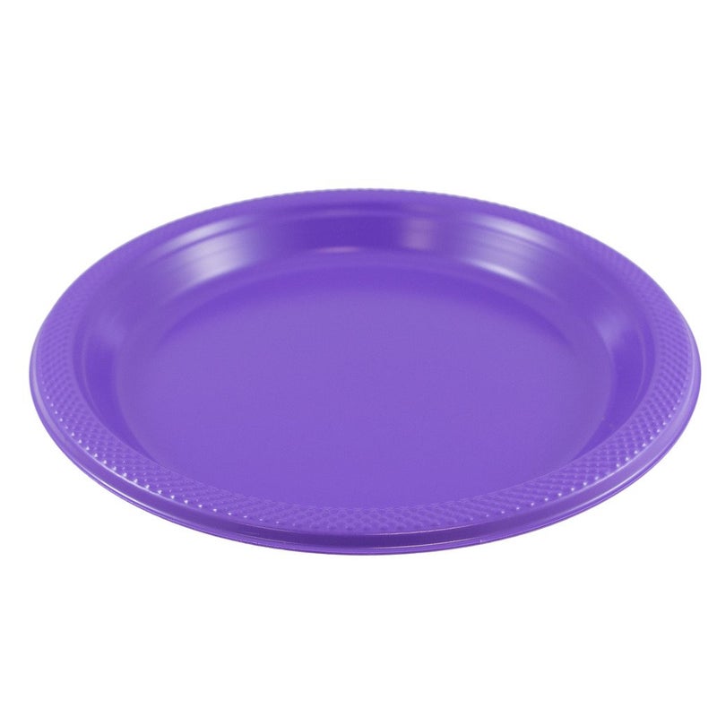 JAM PAPER Round Plastic Party Plates - Large - 10 1/4 inch - Hot Purple - 20/Pack - Image 3