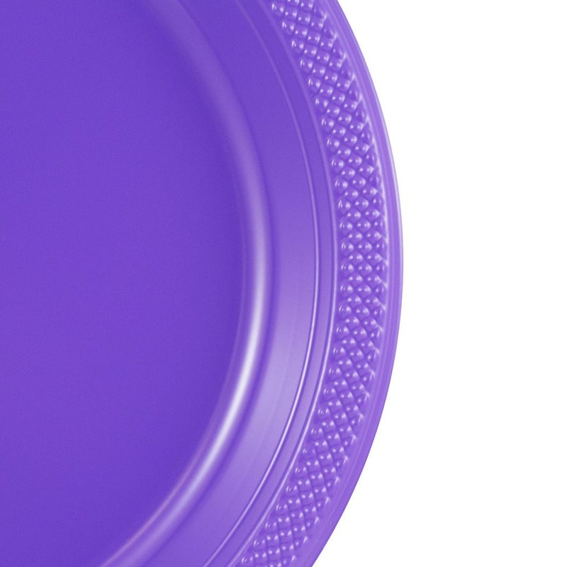 JAM PAPER Round Plastic Party Plates - Large - 10 1/4 inch - Hot Purple - 20/Pack - Image 2