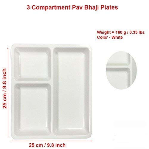 Everbuy 3 in1 Food-Grade Virgin (Microwave-Safe) Kitchen and Dining Diwali Extra Deep Compartment Divided Plate/Thali/Mess Tray Set (Set of -2)(Made in India) - Image 4