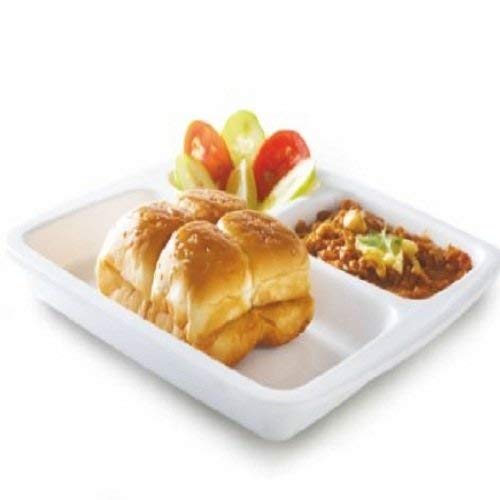 Everbuy 3 in1 Food-Grade Virgin (Microwave-Safe) Kitchen and Dining Diwali Extra Deep Compartment Divided Plate/Thali/Mess Tray Set (Set of -2)(Made in India) - Image 1