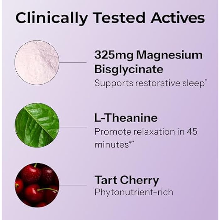 Hum Nutrition Dream Team Magnesium Bisglycinate Powder, L Theanine & Tart Cherry Magnesium Supplement Drink Mix, Support Rest, Relaxation & Sleep Routine, Gluten Free, Vegan, Cherry Lemon, 30 Servings - Image 4