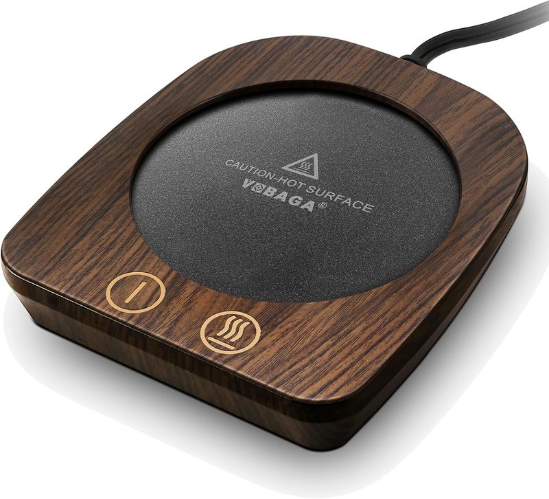 Vobaga Imitation Wood Grain Coffee Cup Warmer & Mug Warmer for Desk, Electric Cup Beverage Warmer Plate with 3 Temperature Settings for Tea, Cocoa, Milk with Auto Shut Off After 4 Hours, for Gifts - Image 1