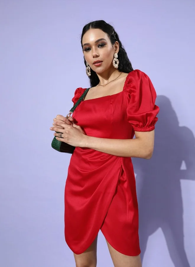 STREET 9 Red Satin Dress for Women