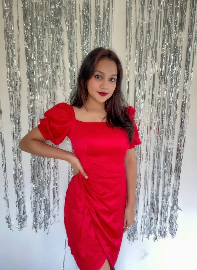 STREET 9 Red Satin Dress for Women