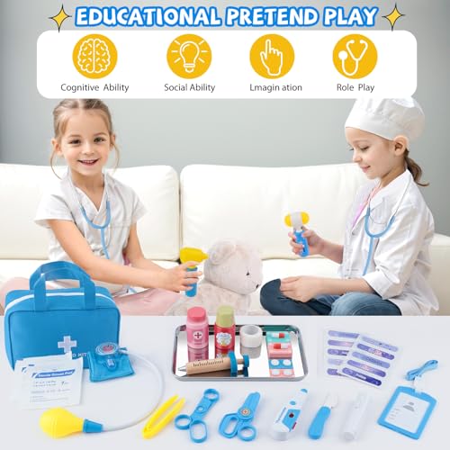 XZZO Doctor Kit for Kids 36 Pcs Doctor Play Set kit for Toddlers 35 with Medical Storage Bag Real Stethoscope Medical Kits Doctor Toys Fun Doctor Role Playing Game Gift for Kids Toddlers - Image 5