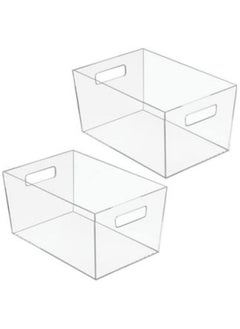 Piccasio PICCASIO 2Pcs Clear Plastic Fridge Refrigerator Organizer Bins, Food Storage Container Box With Handles For Freezer Fridge Pantry Kitchen Cabinets BPA Free,HOME KITCHEN (LARGE SIZE))  - Image 1