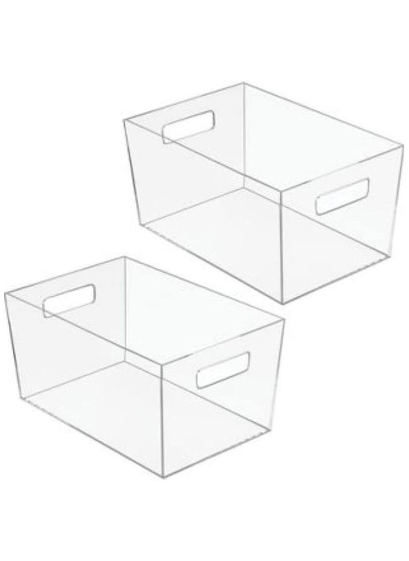 Piccasio PICCASIO 2Pcs Clear Plastic Fridge Refrigerator Organizer Bins, Food Storage Container Box With Handles For Freezer Fridge Pantry Kitchen Cabinets BPA Free,HOME KITCHEN (LARGE SIZE))  - Image 1