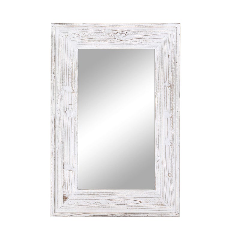 EMAISON 36 x 24 inches Wall Mounted Decorative Mirror Rustic Wood Framed Rectangular Hanging Mirror with 4 Hangers for Farmhouse Bathroom Entryway Bedroom Dcor