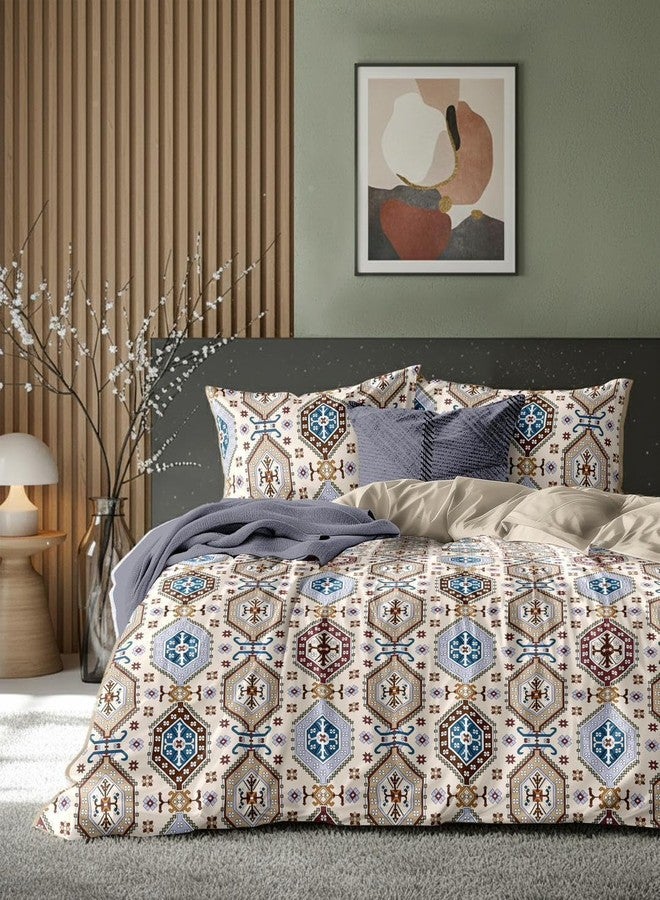 VOMZER 320 TC Cotton Feel All Around Elastic Fitted Bedsheets King Size, Premium Fitted Bedsheets King Size for Double Bed with 2 Pillow Covers, Size- 78” x 72” (Desert Mosaic) - Image 4