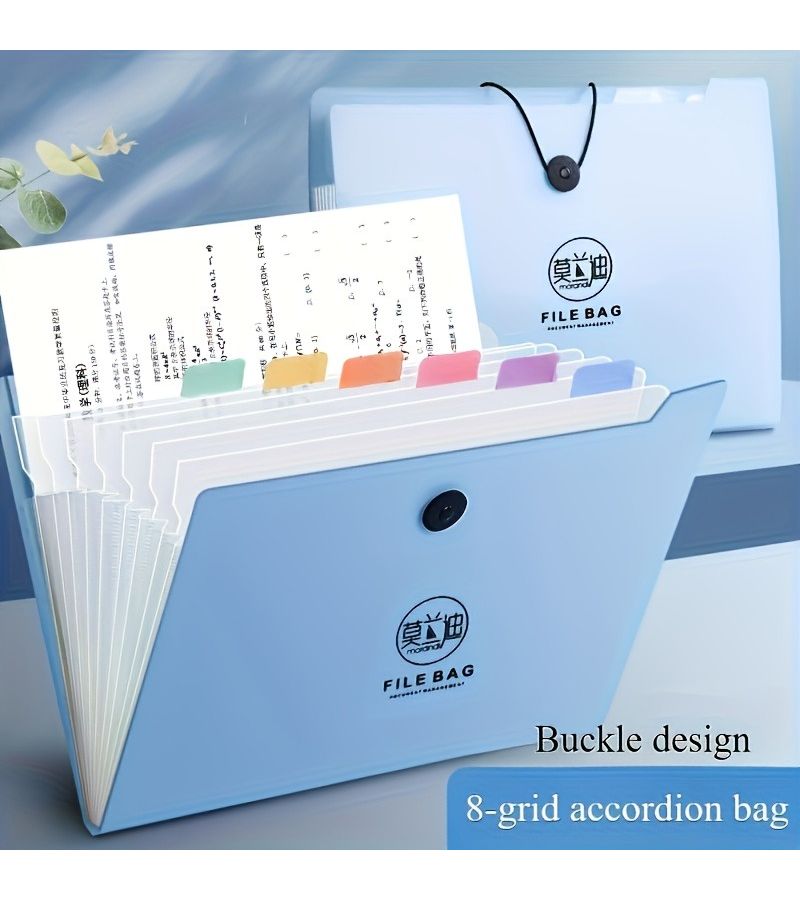 Green Heavy Duty Expanding File Folder 8 Pockets Accordion Organizer - Image 1