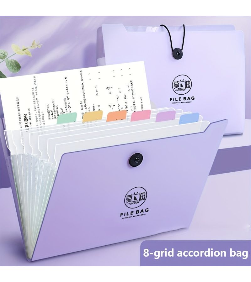Green Heavy Duty Expanding File Folder 8 Pockets Accordion Organizer - Image 3