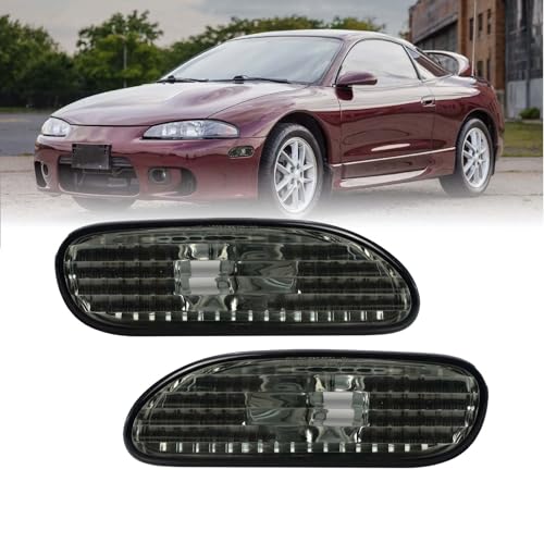 USR UNIQUE STYLE RACING USR 95-99 Eclipse Smoke Lens Bumper Side Marker Light - Lamp Assembly (Left + Right) Compatible with 1995-1999 Mitsubishi Eclipse including Spyder - Image 1