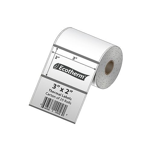 Ecotherm 3" x 2" Mobile Printer Labels | 25 Rolls | 5250 Labels | fits Zebra ZQ630, QL420, QL320 and QLn420 Printers | Black Mark On Liner | .75" Core Rolls | by Ecotherm - Image 2
