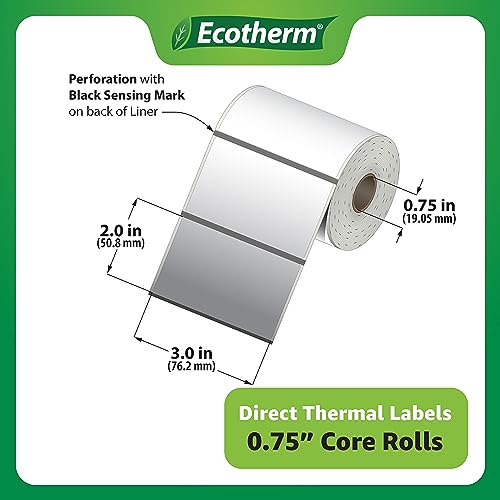 Ecotherm 3" x 2" Mobile Printer Labels | 25 Rolls | 5250 Labels | fits Zebra ZQ630, QL420, QL320 and QLn420 Printers | Black Mark On Liner | .75" Core Rolls | by Ecotherm - Image 3