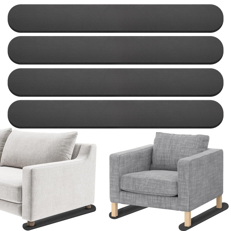 3 BUZZLETT 4 Pack Non-Slip Furniture Rail Pads for Recliners,Sofa,couches.Rubber Recliner Chair Floor Protectors,Pads to Keep Furniture from Sliding for Hardwood, Carpet, Marble Floor. 30.5''x3.9'' - Image 1
