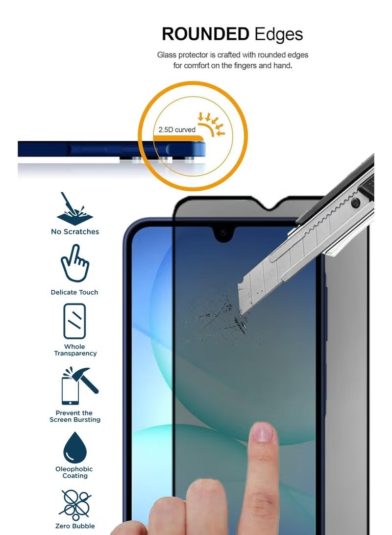 يويو تيك واقي شاشة لهاتف Samsung Galaxy A17 5G (إصدار 2025) مصنوع من الزجاج المقسى (Tempered Glass) بصلابة 9H، يتميز بخصائص حماية الخصوصية (مضاد للتجسس) ووضوح عالٍ (HD) ومقاومة للخدش. - Image 2