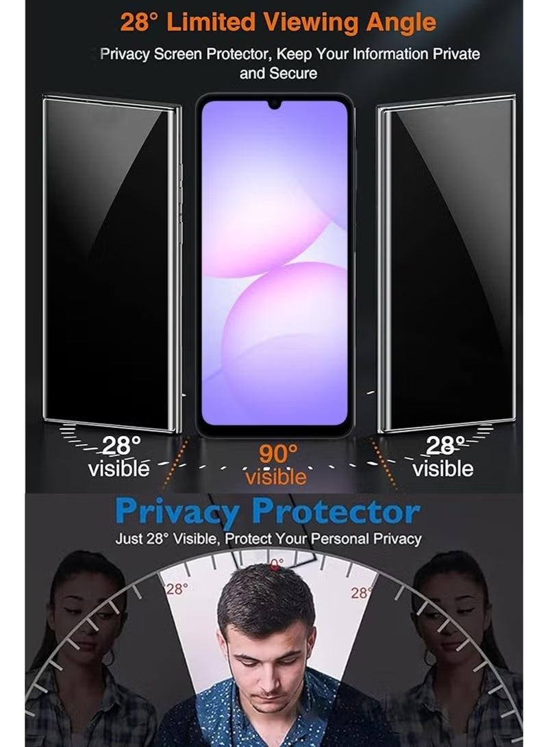 يويو تيك واقي شاشة لهاتف Samsung Galaxy A17 5G (إصدار 2025) مصنوع من الزجاج المقسى (Tempered Glass) بصلابة 9H، يتميز بخصائص حماية الخصوصية (مضاد للتجسس) ووضوح عالٍ (HD) ومقاومة للخدش. - Image 4