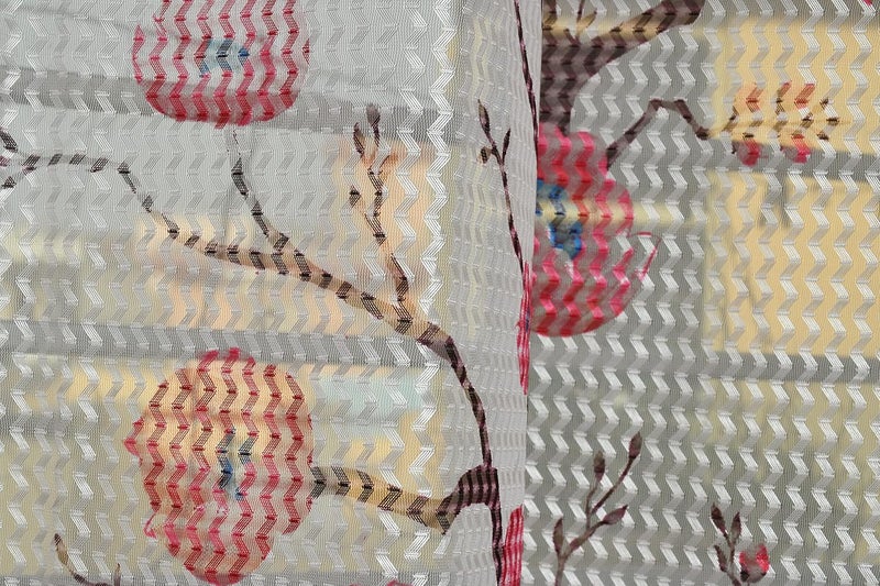Arick Home Premium Polyester Window 5 Feet Tissue Net Sheer Gulab Printed Curtain Wine Pack of 2  - Image 3