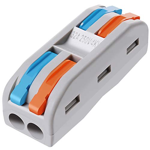 VAMRONE Wire Connectors Nuts, 25Pcs 2 Conductor Compact Splicing Wire Connectors with Colored, 2 Circuit Inline Splices, 28-12 AWG[ SPL-2] - Image 1