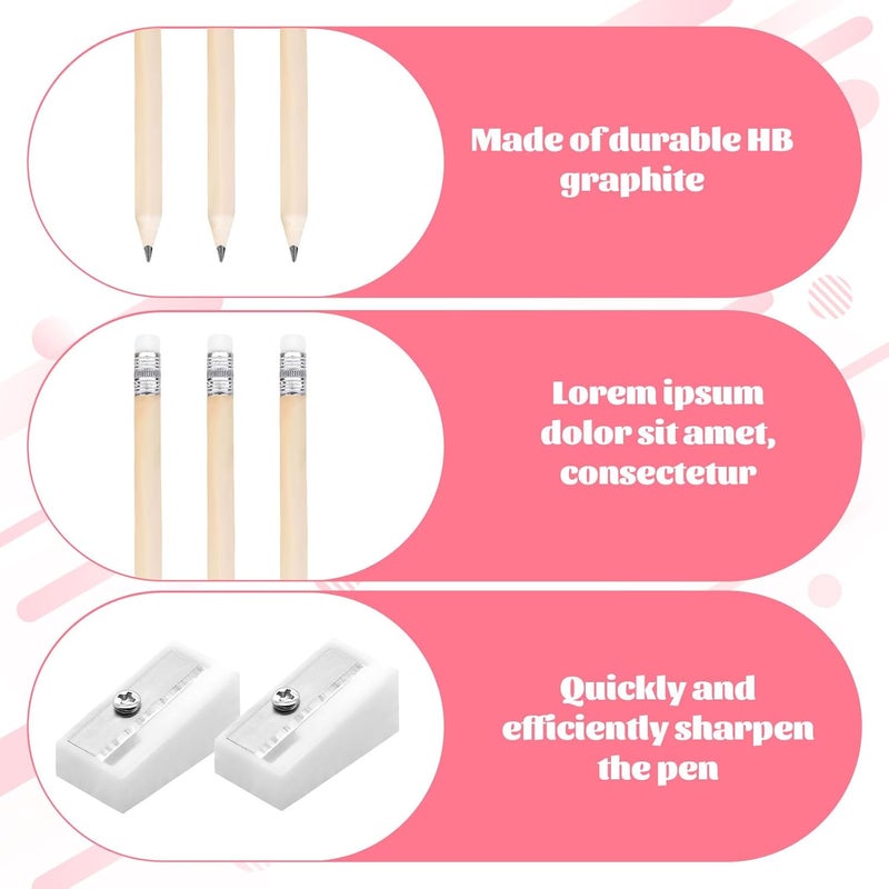 Qianeffort Mini Pencils,30PCS Small Pencils,Golf Pencils with Rubbers,Chunky Pencils for Toddler,HB Small Pencil with 3 Pencil Sharpeners,Small Golf Pencils for Kid School Office Classroom Bridal Wedding(Wooden) - Image 3