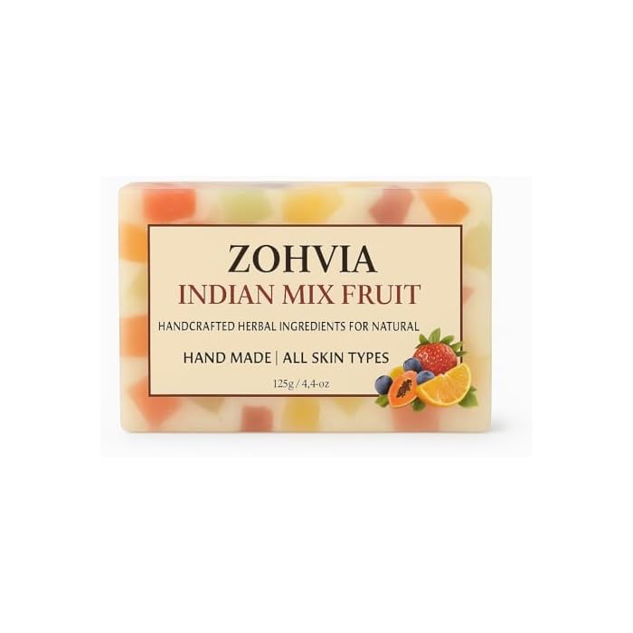 Refreshing Soap, Fruit Soap Bar, 4.4oz Handmade Herbal Cleanser with Papaya Orange Mango Extracts, Moisturizing Glycerine Hydrating for Dry Skin, Natural Vegan Face and Body Bar for Glow