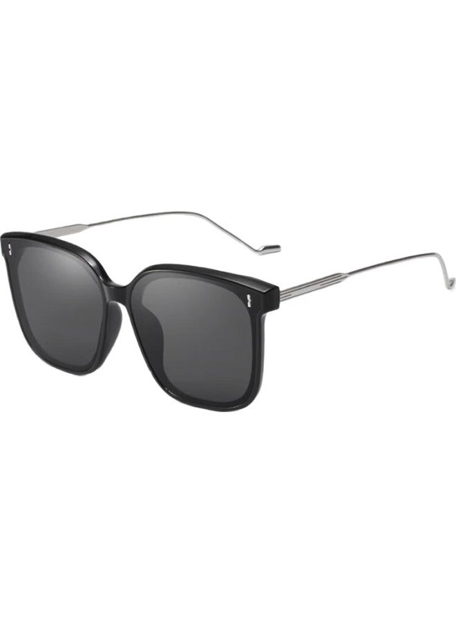 Boshide Oversized Sunglasses Retro Uv Protection Sunglasses Black Frame Gray Lens - Image 3