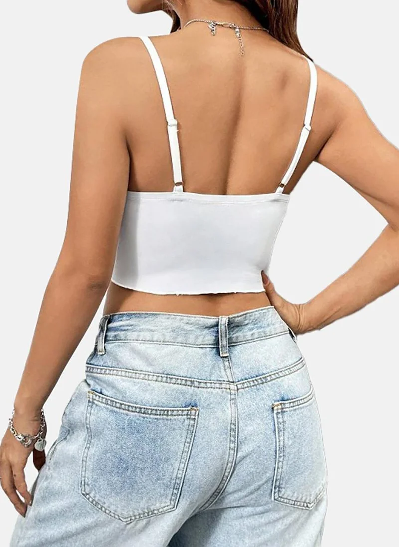 يونيكي White Solid Slim Fit Sleeveless Top