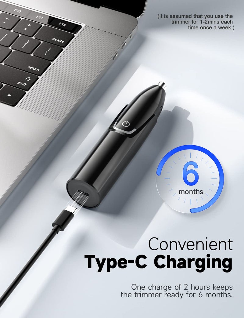 ZORAMI Rechargeable Ear and Nose Hair Trimmer - 2025 Professional Painless Eyebrow & Facial Hair Trimmer for Men Women, Powerful Motor and Dual-Edge Blades for Smoother Cutting Black - Image 2