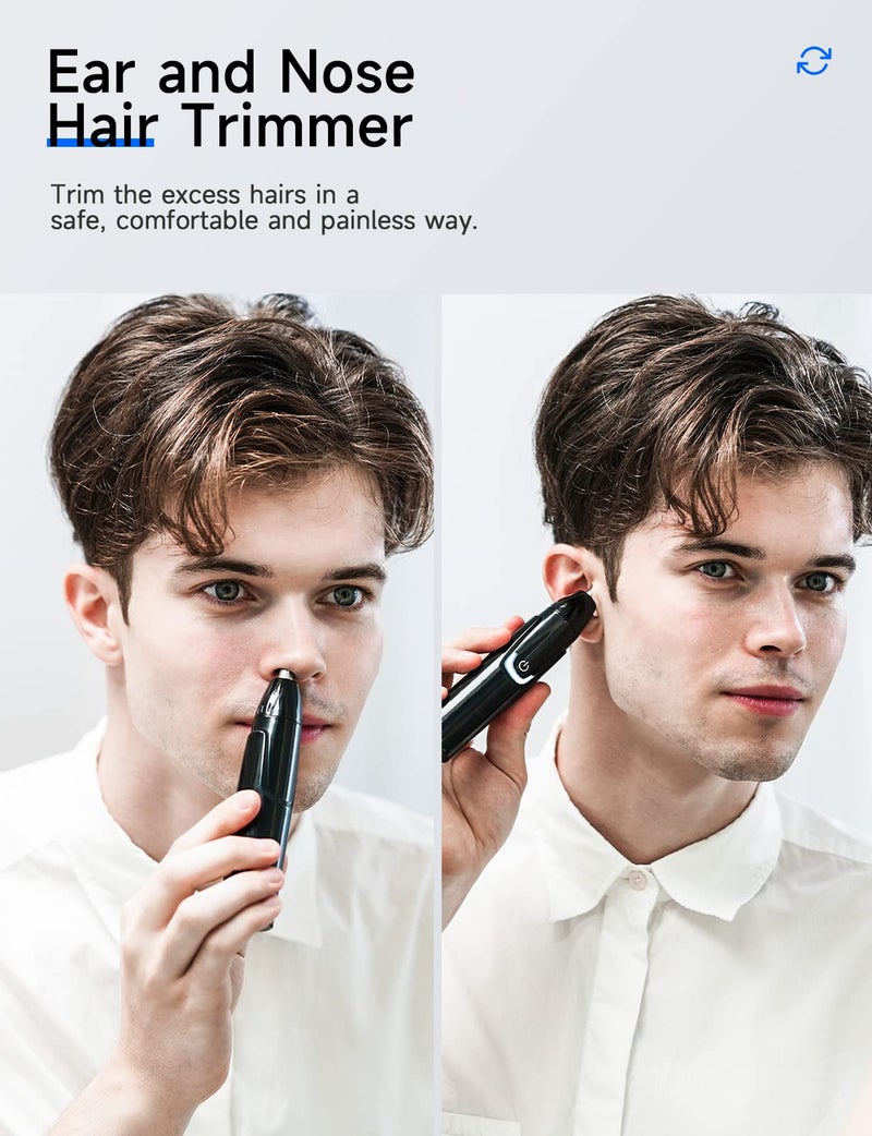 ZORAMI Rechargeable Ear and Nose Hair Trimmer - 2025 Professional Painless Eyebrow & Facial Hair Trimmer for Men Women, Powerful Motor and Dual-Edge Blades for Smoother Cutting Black - Image 3