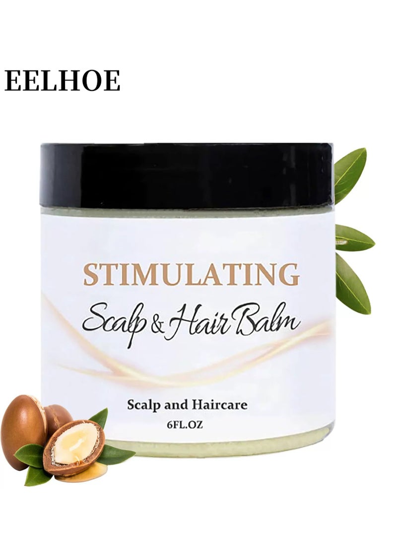 EELHOE Stimulating Scalp and Hair Balm for Hair Growth, Mango & Shea Butter, Nourishing Jojoba Oil, Peppermint & Rosemary Oil, Vitamin E, Scalp Care, Hair Care, Moisture, Shine & Strength, 6 oz - Image 1
