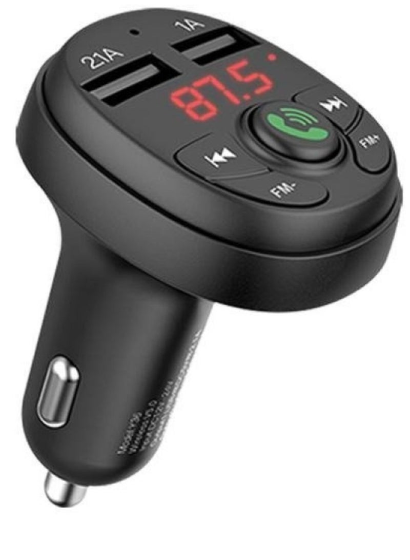 Dual USB FM Transmitter Car Charger black - Image 1