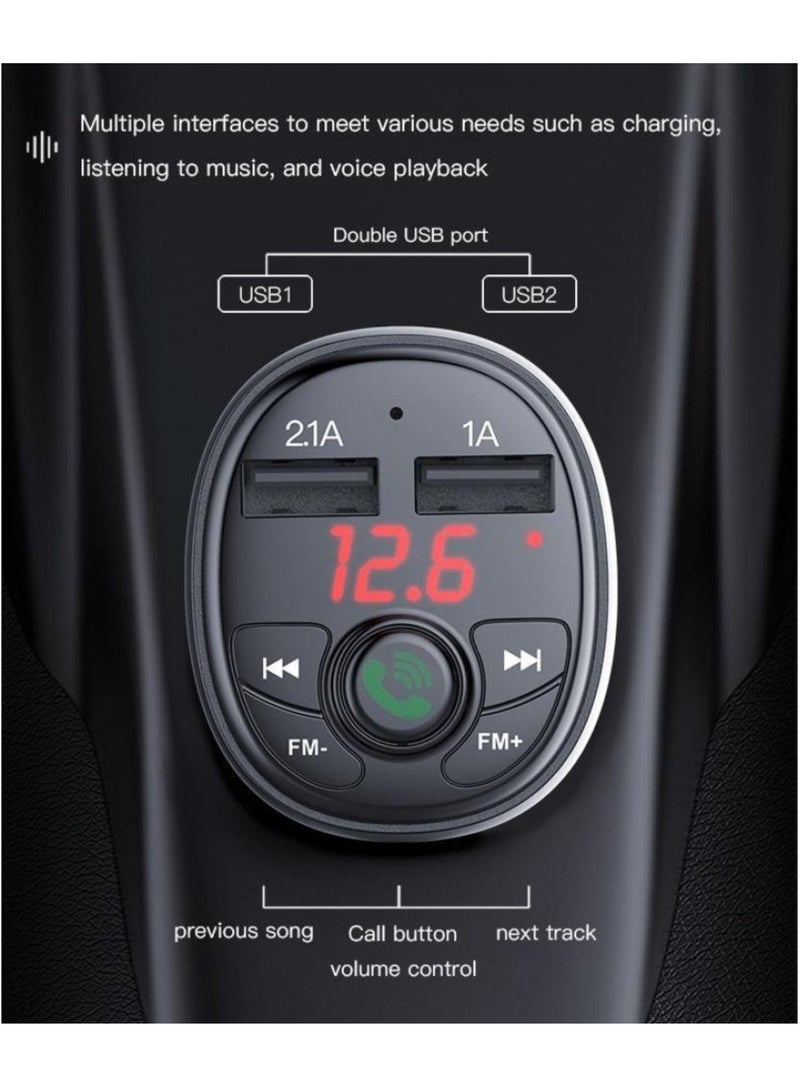 Dual USB FM Transmitter Car Charger black - Image 5