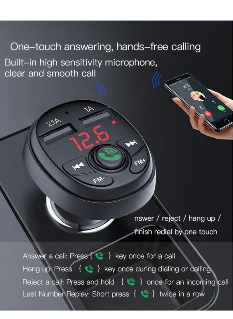 Dual USB FM Transmitter Car Charger black - Image 4