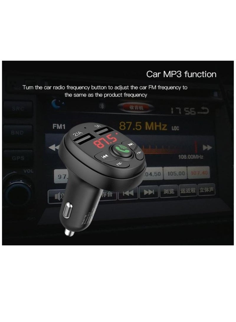 Dual USB FM Transmitter Car Charger black - Image 3