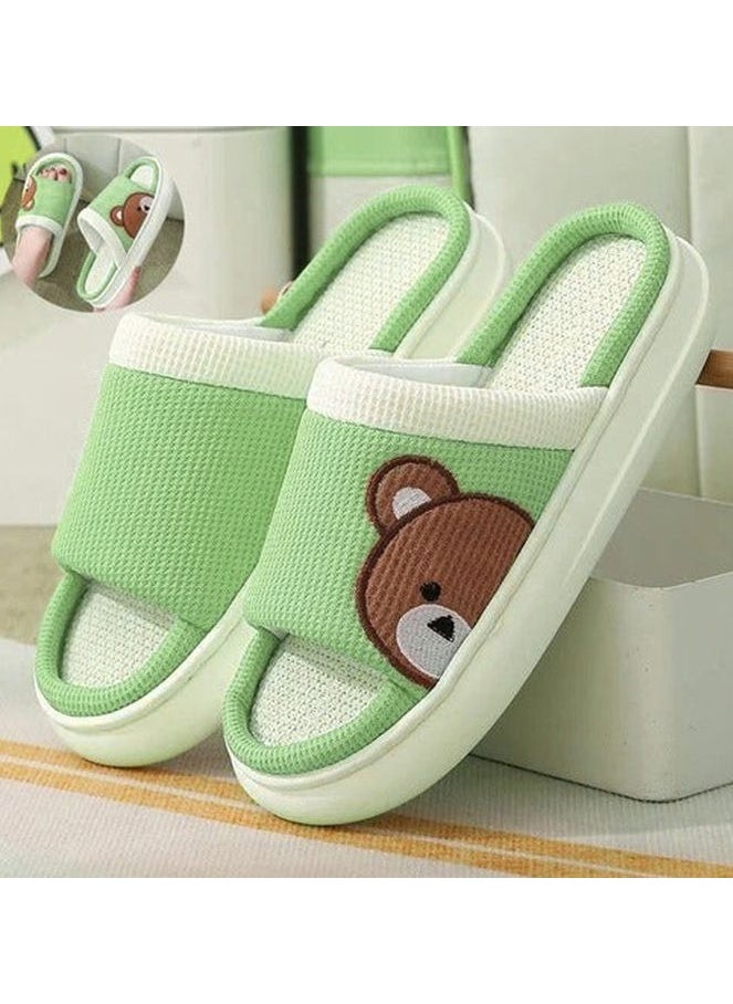 Generic Women's Knitted Bear Open-Toe Soft Cotton Slipper 